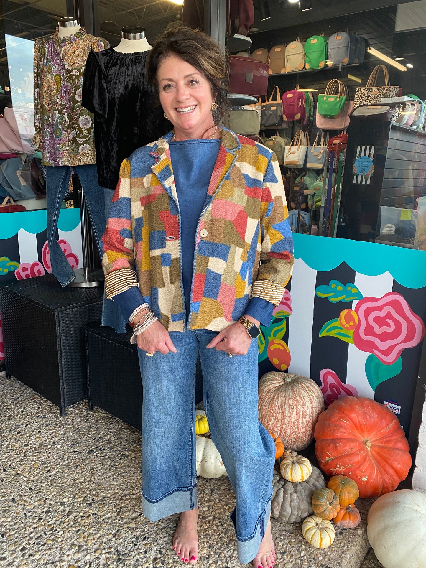 Indigo Boatneck Long Sleeve Top