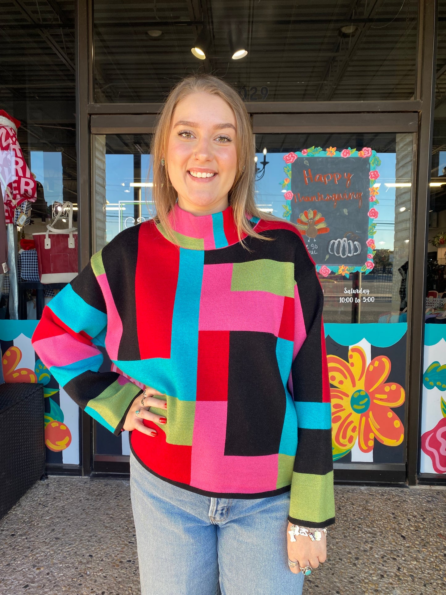 Multi Color Block Sweater