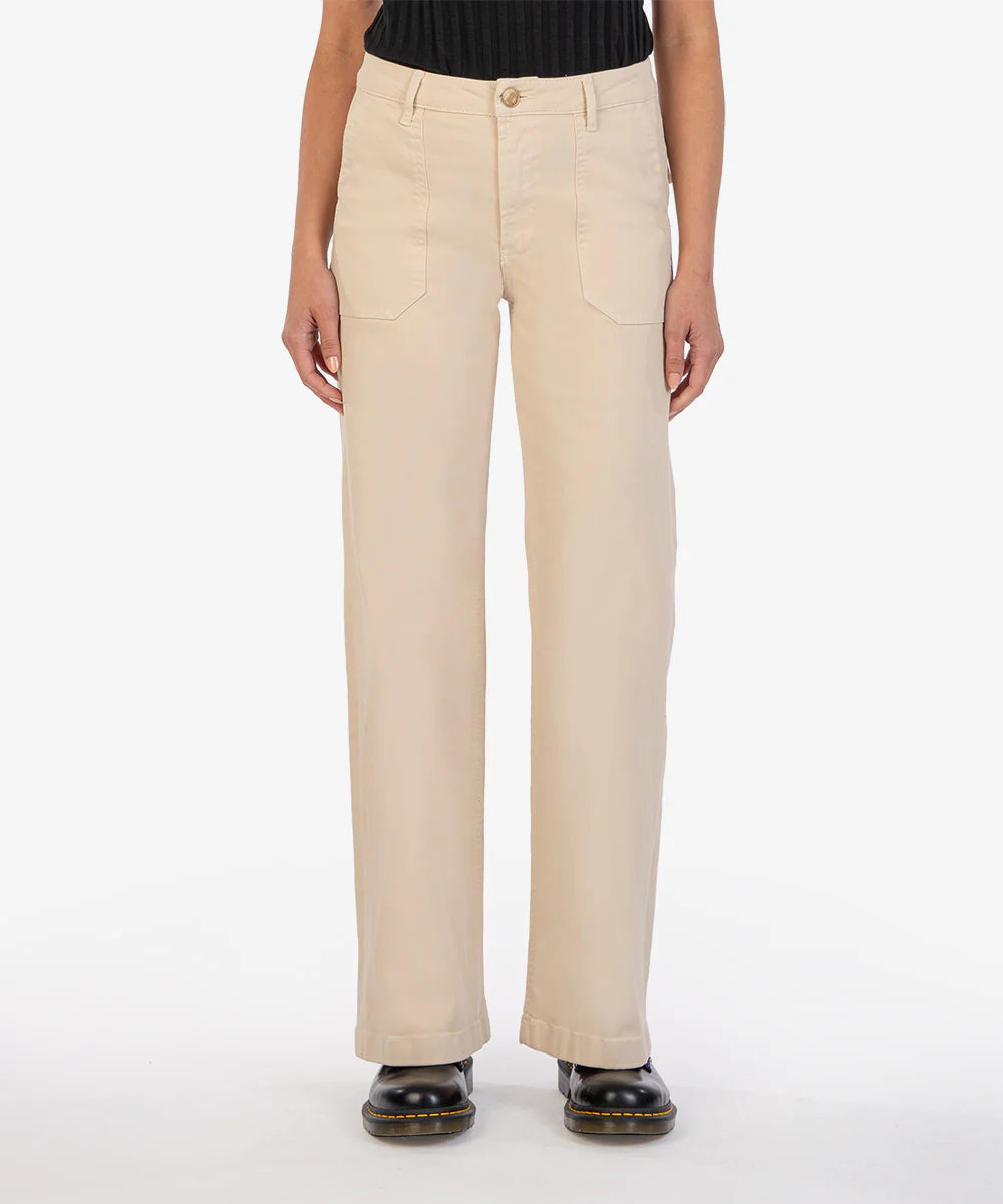 Beige Wide Leg Pants
