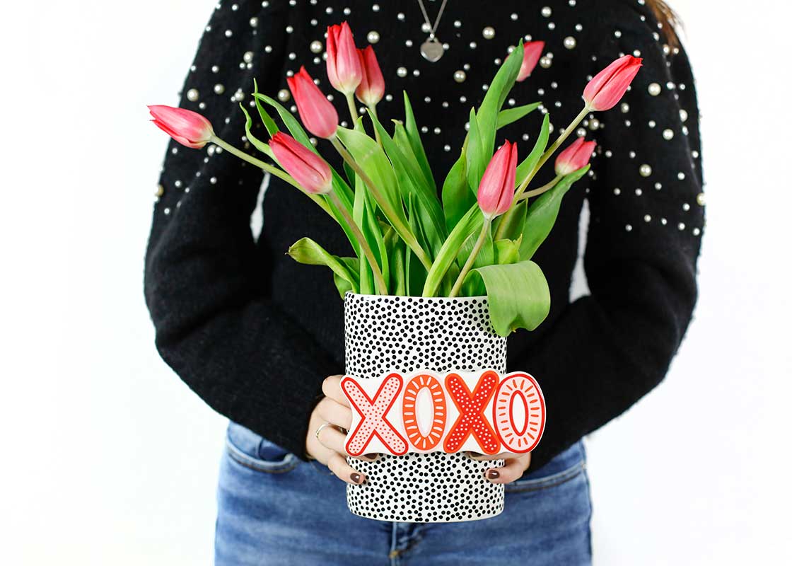 Black Mini Dot Oval Vase