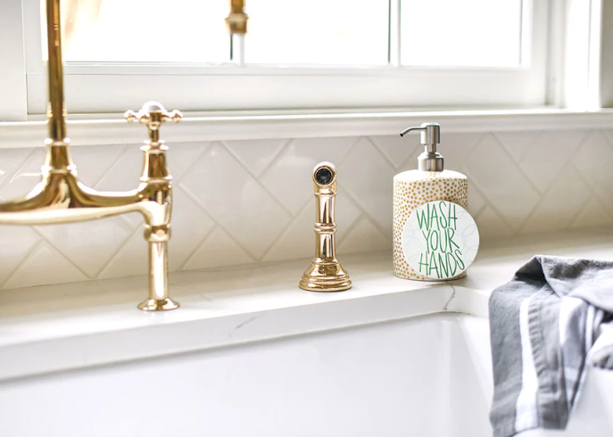 Cylinder Soap Pump-Gold Small Dot