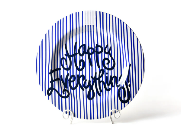 Indigo Skinny Stripe Big Round Platter
