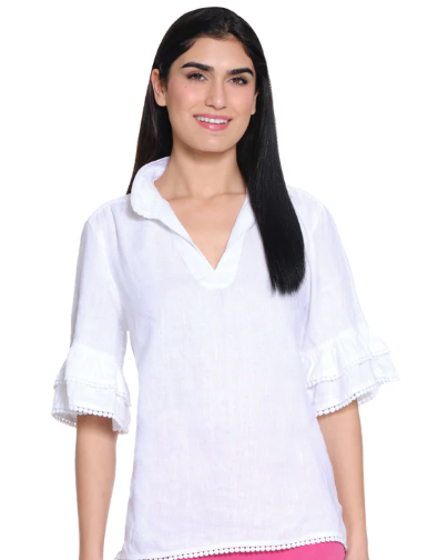 White Short Sleeve Popover