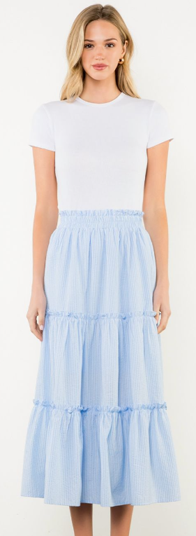 Blue Long Striped Skirt