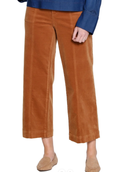 Tobacco Front Seam Twill Crop Pant