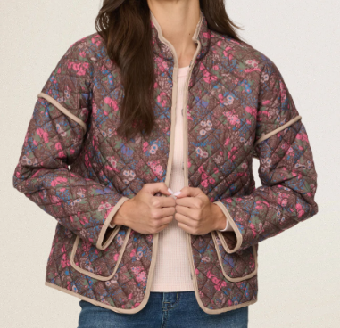 Brown Floral Wynne Quilted Jacket