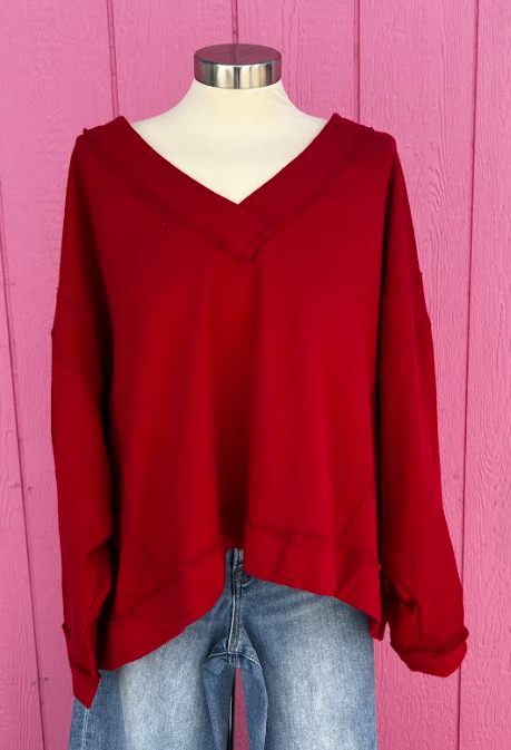 Deep Cherry Staycation Pullover