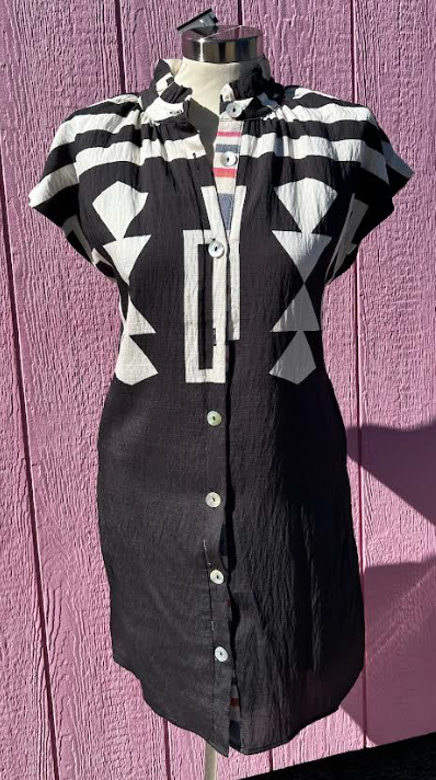 Black Short Sleeve Print Dress