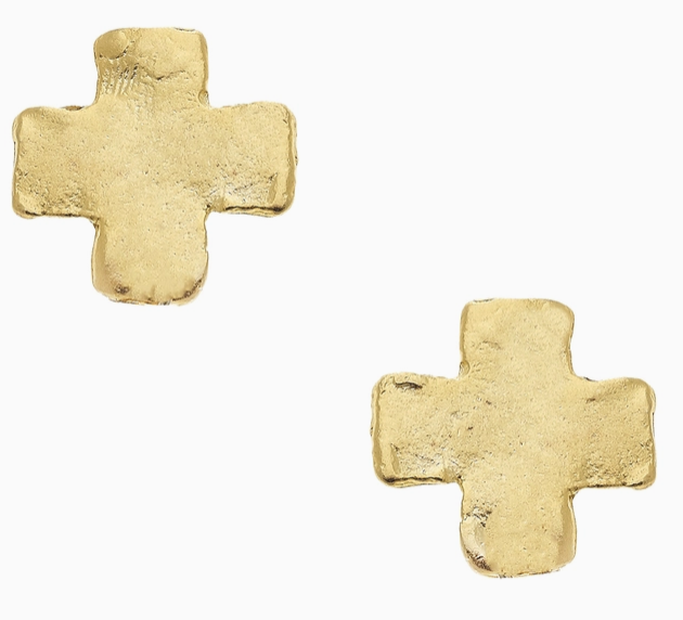 Mini Gold Square Cross Studs