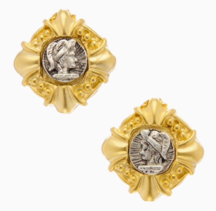 Mixed Metal Cameo Studs