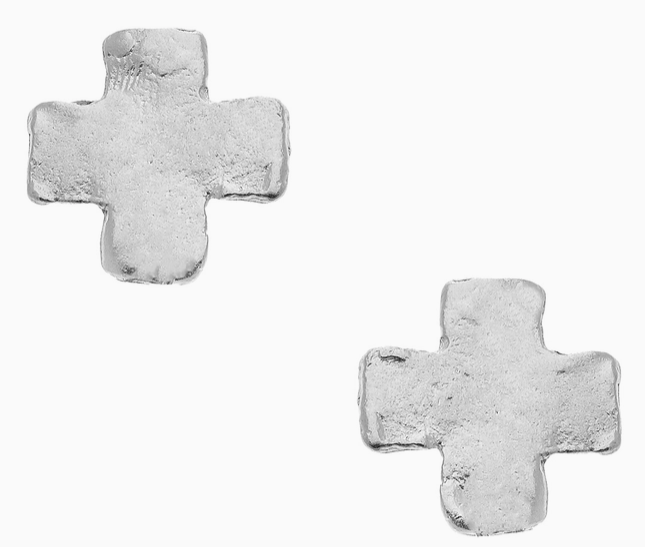 Small Silve r Square Cross Studs