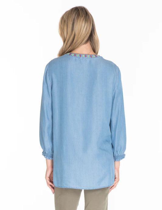 Split Neck Emb Top