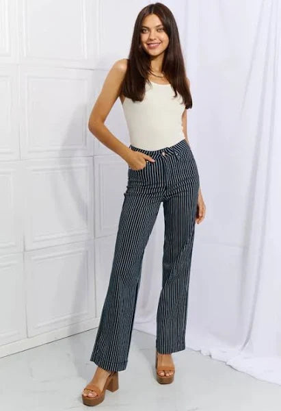 Striped Dark Wash Jean