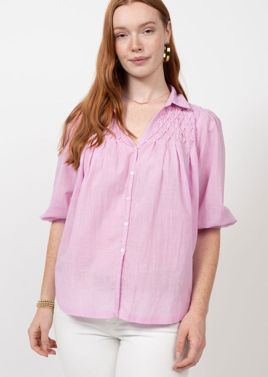 Lilac Smocked Yoke Top