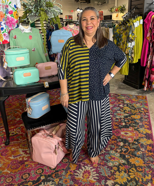 Navy White Striped Pants