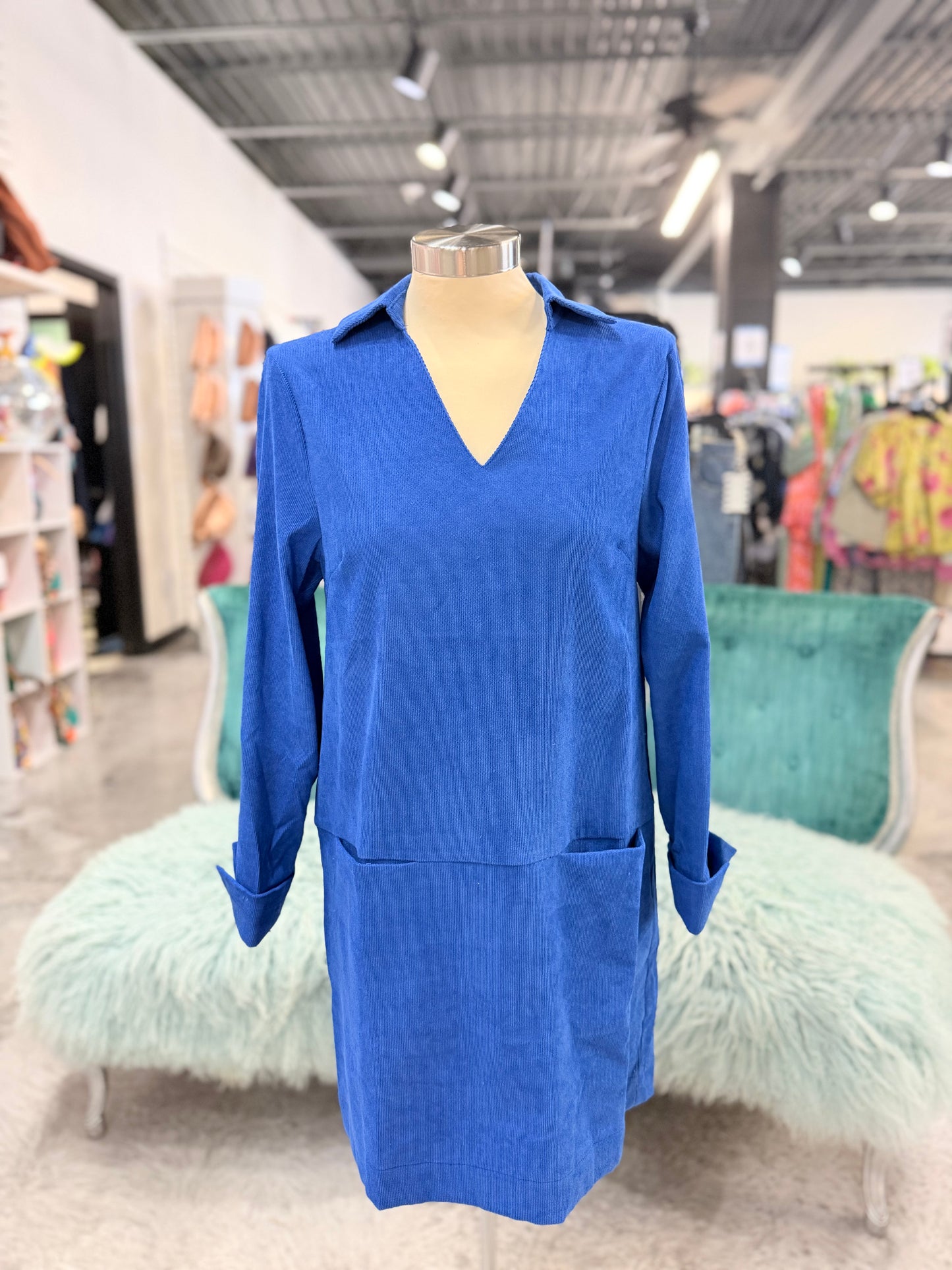 Royal Blue Corduroy Dress