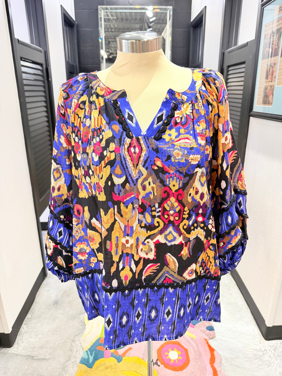 Blue Multi Print Top