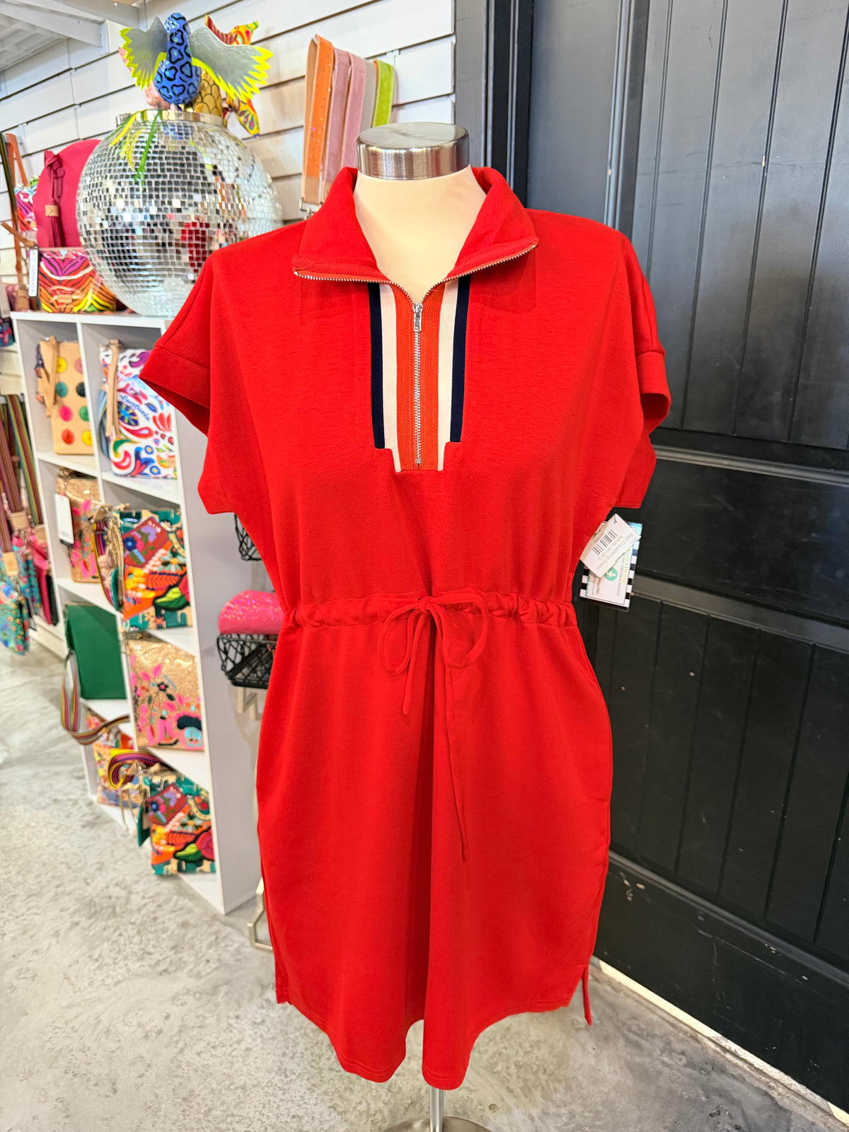 Red Drawstring Dress