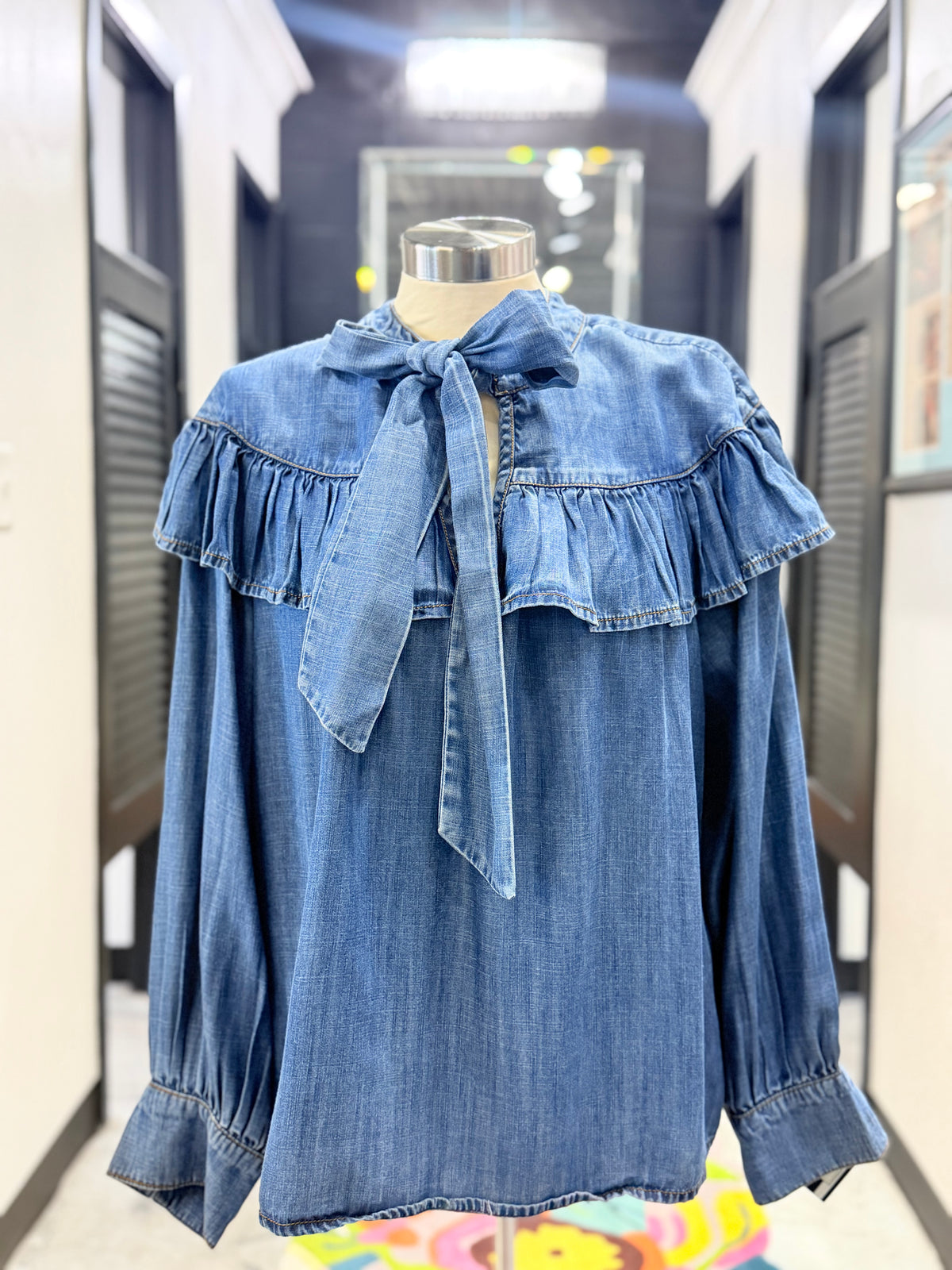 Denim Bow Top