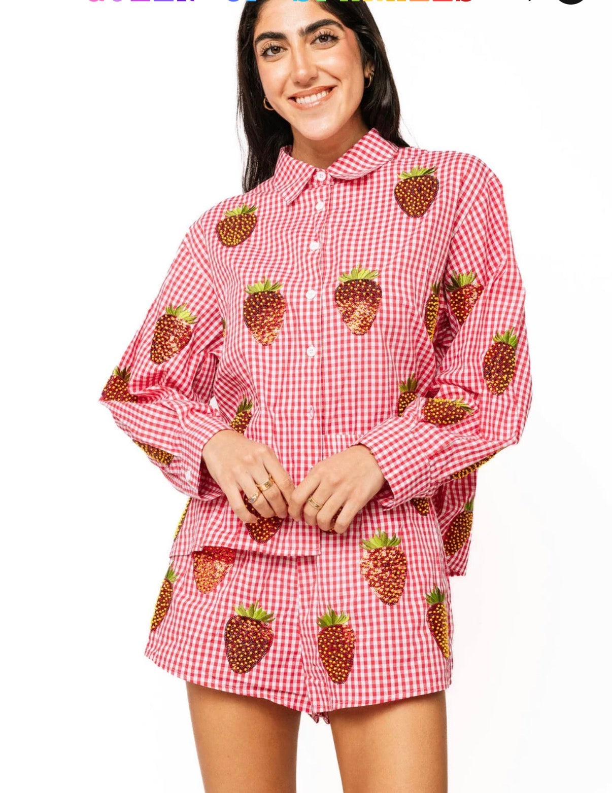 Strawberry Button Up