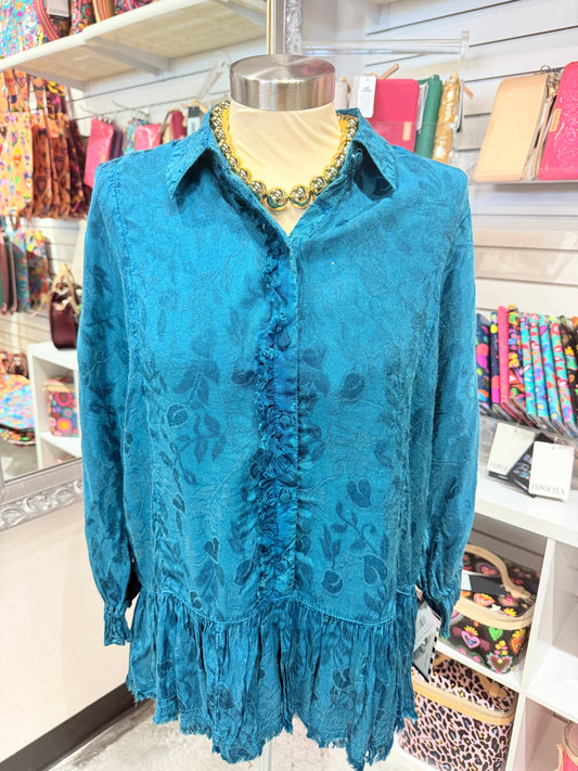 Teal Dolman Sleeve Top