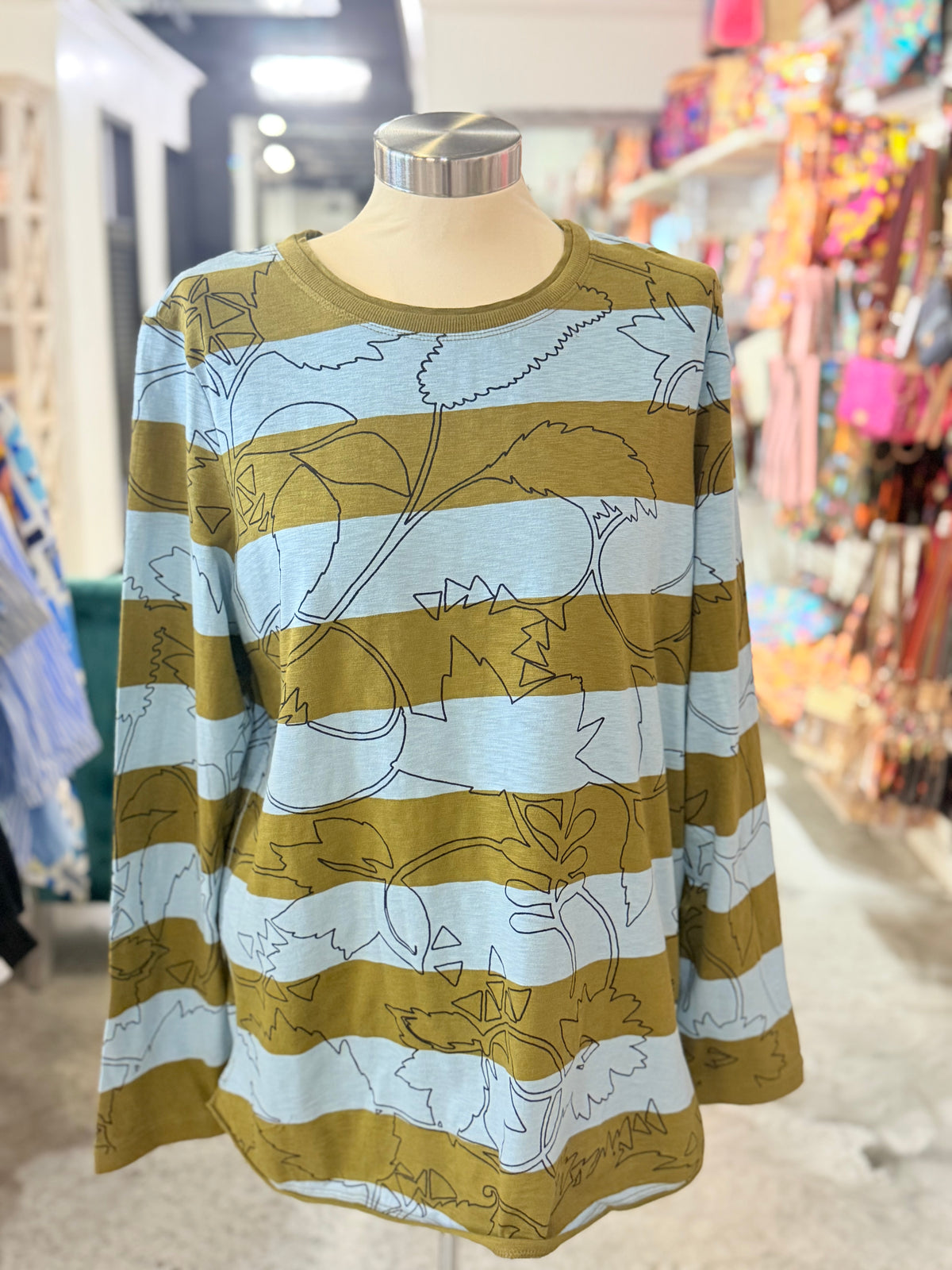 Blue/Olive Striped Clara Tee