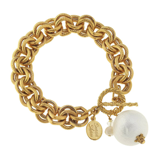 Gold Cotton Pearl Bracelet