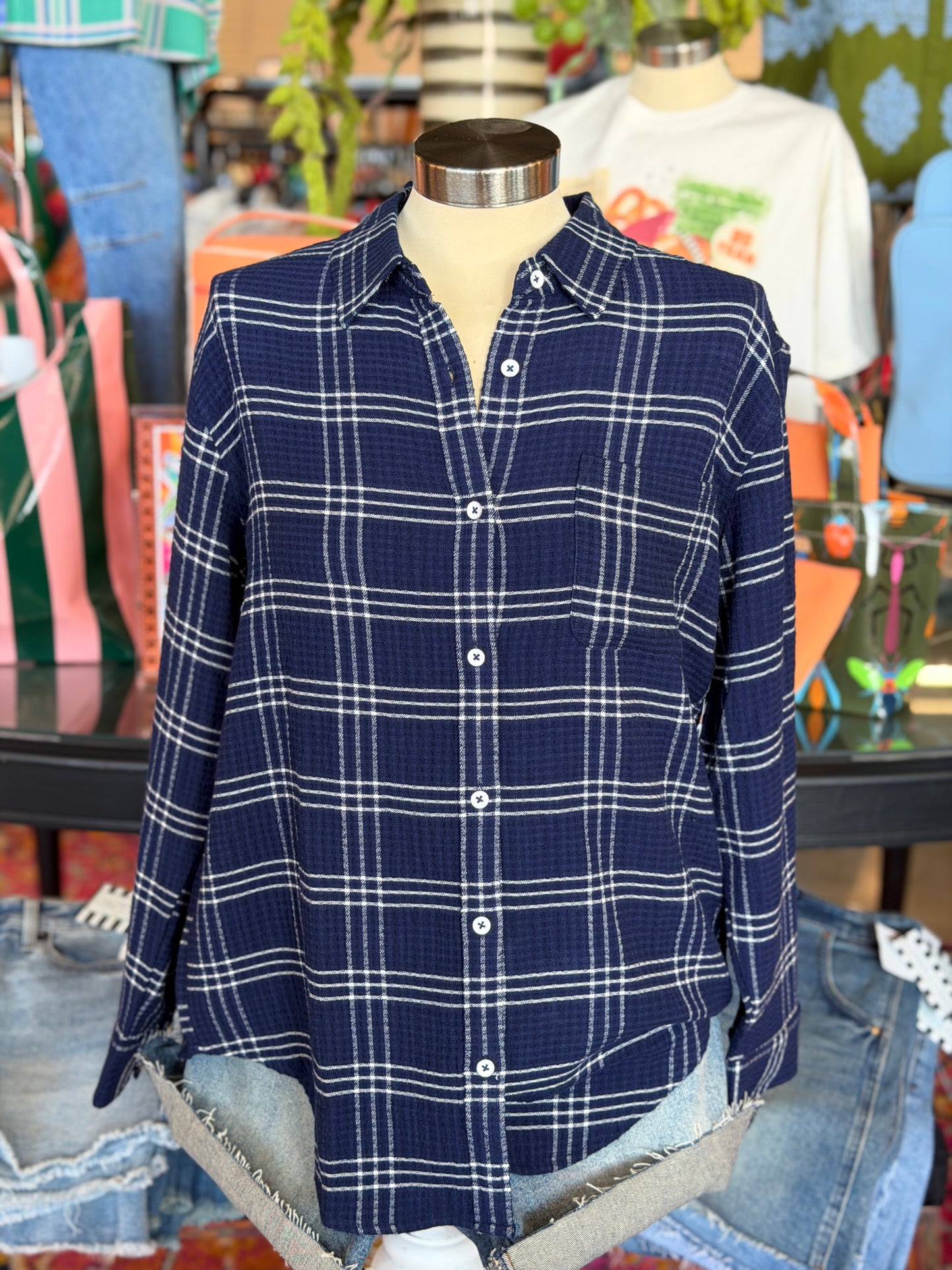 Navy/White Leetonia LS Top