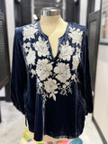 Olenna Split Neck Velvet Top