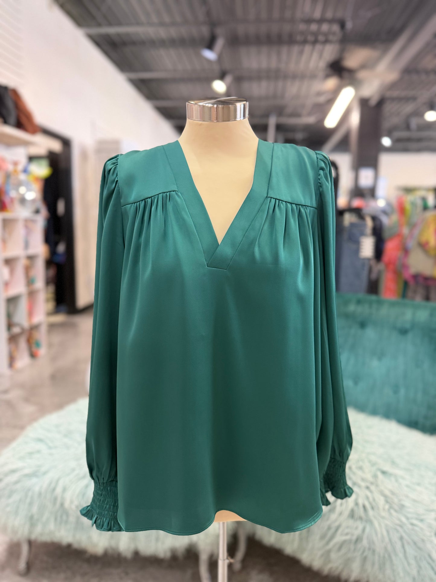 Teal VNeck Blouse