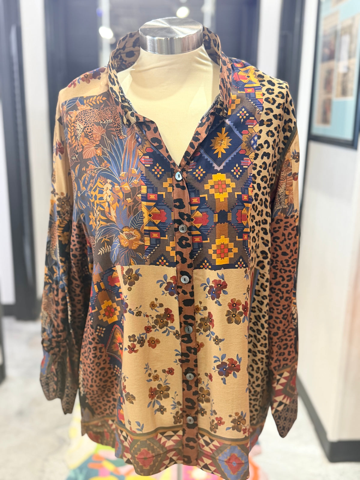 Multi Print Brown Top