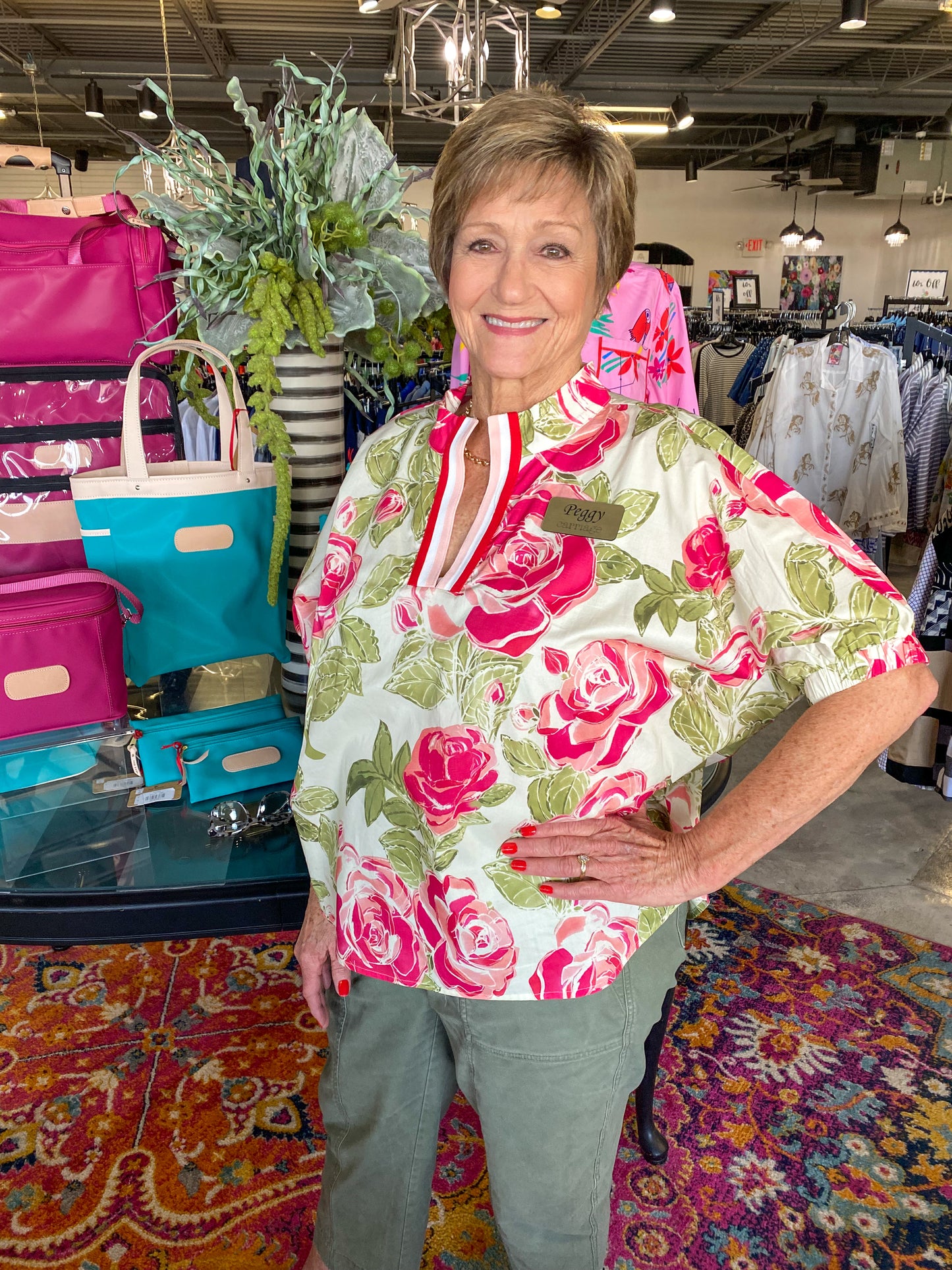 Floral Dolman Sleeve V Neck