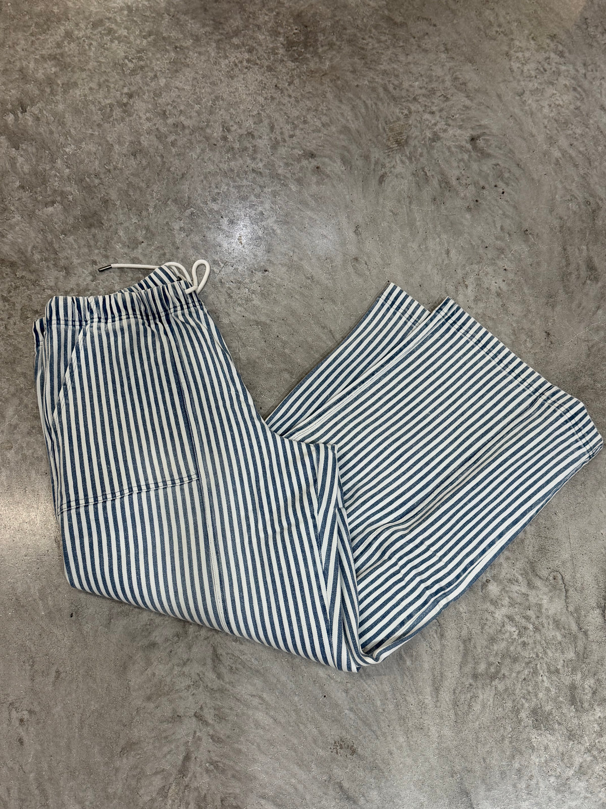 Blue Stripe Triana Wide Leg Pull On Pants