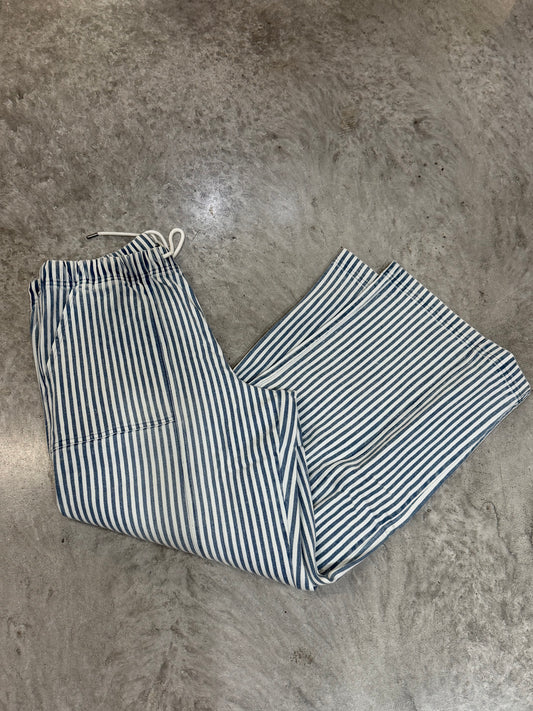 Blue Stripe Triana Wide Leg Pull On Pants