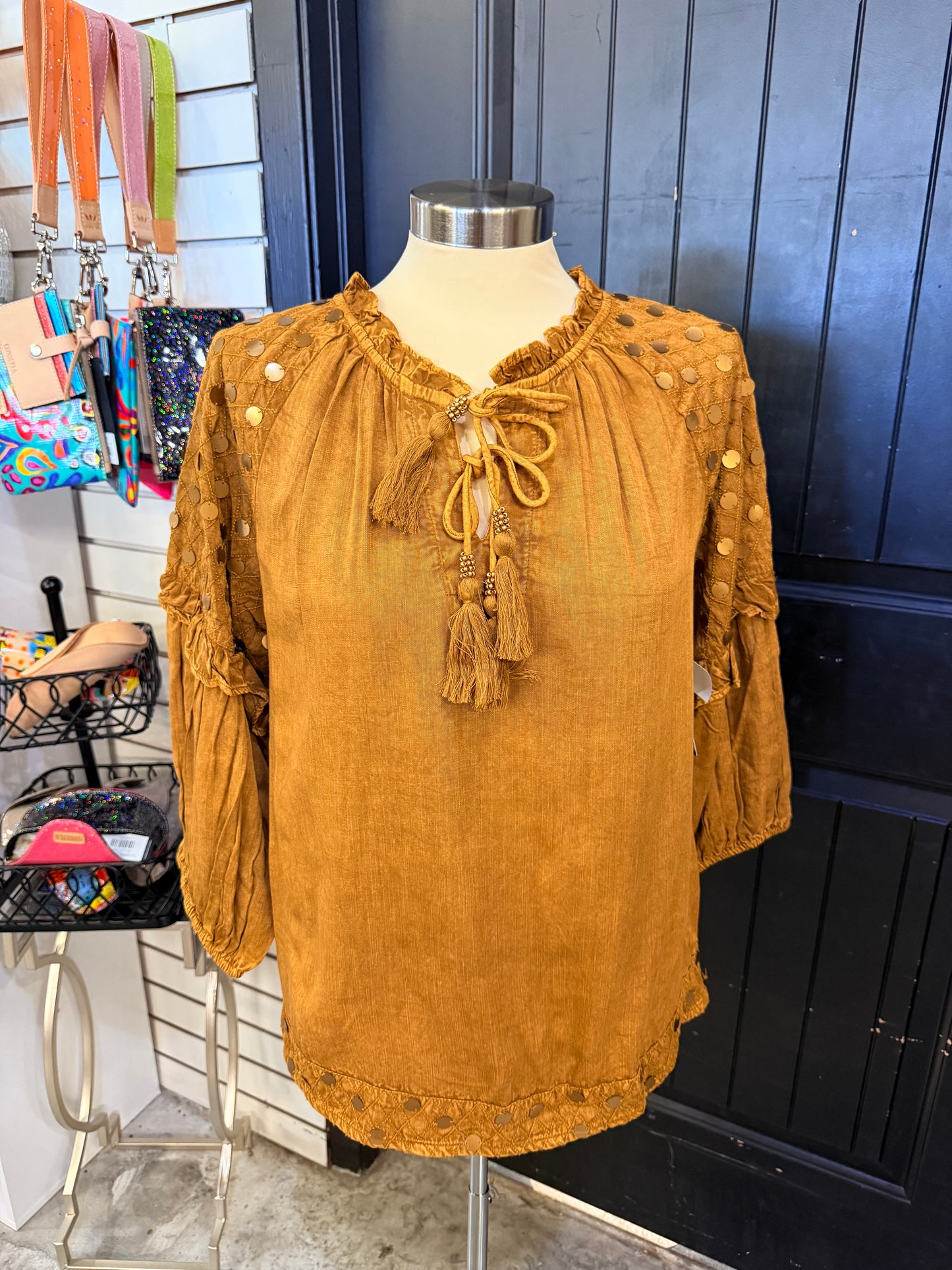 Gold Raglan Neck Top