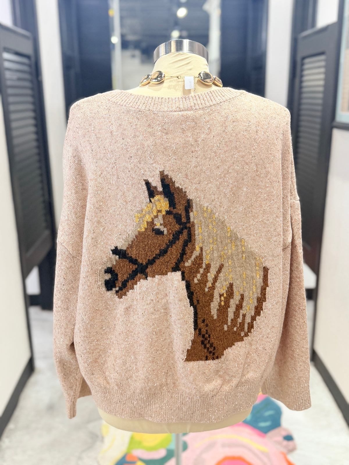 Rose Horse & Horseshoe Sweater