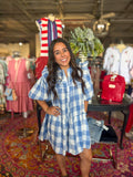 Blue Buffalo Check Ruffle Dress