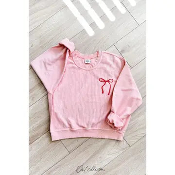 Pink Ribbon Bow Pullover