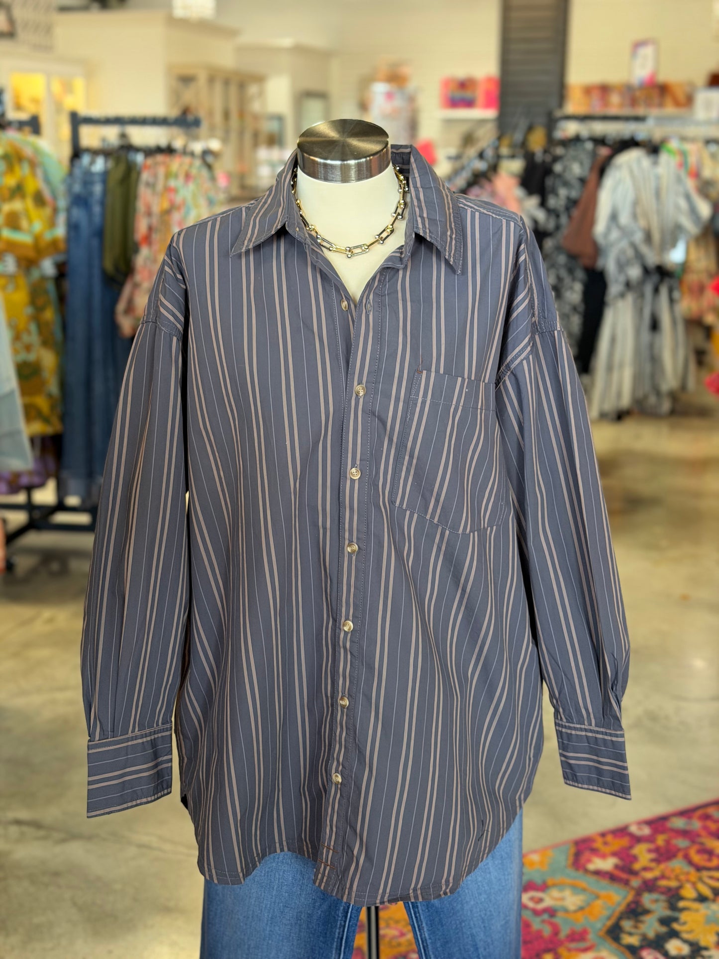 Grey Freddie Striped Top
