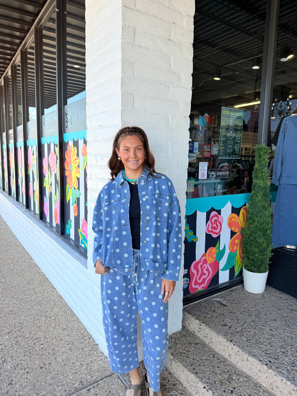 Polka Dot Denim Jacket