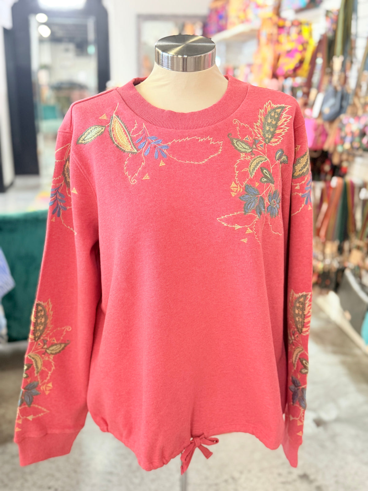 Pink Embroidered Sweatshirt