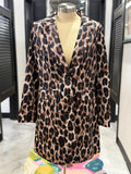 Leopard Long Button Down Coat