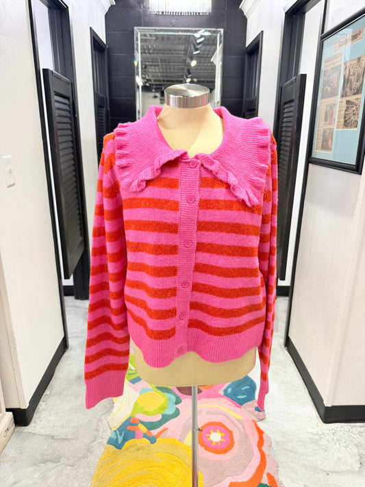 Pink & Orange Button Up Sweater