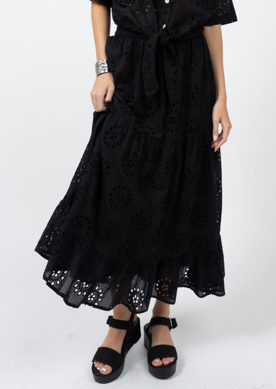 Tiered Eyelet Skirt