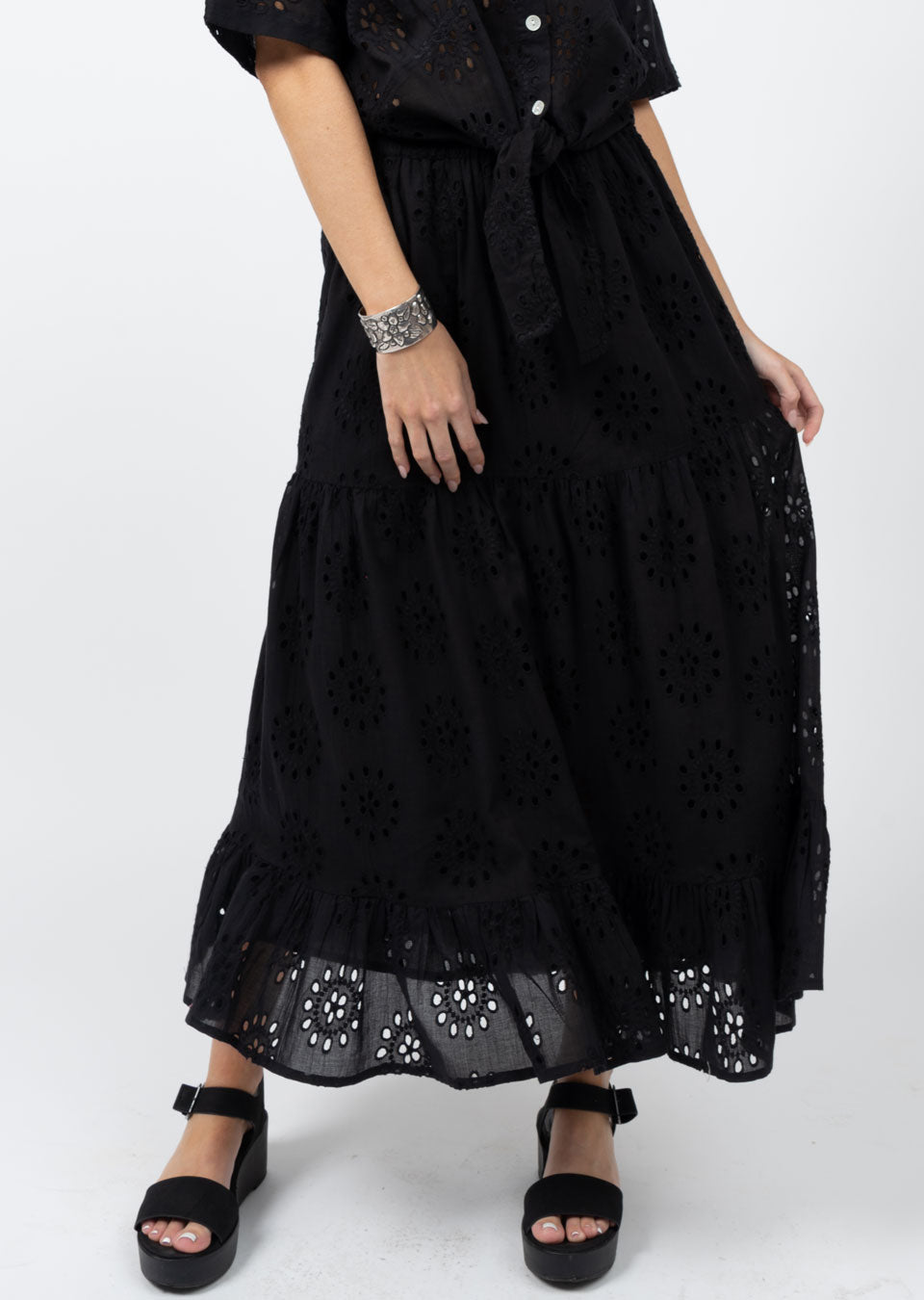 Tiered Eyelet Skirt