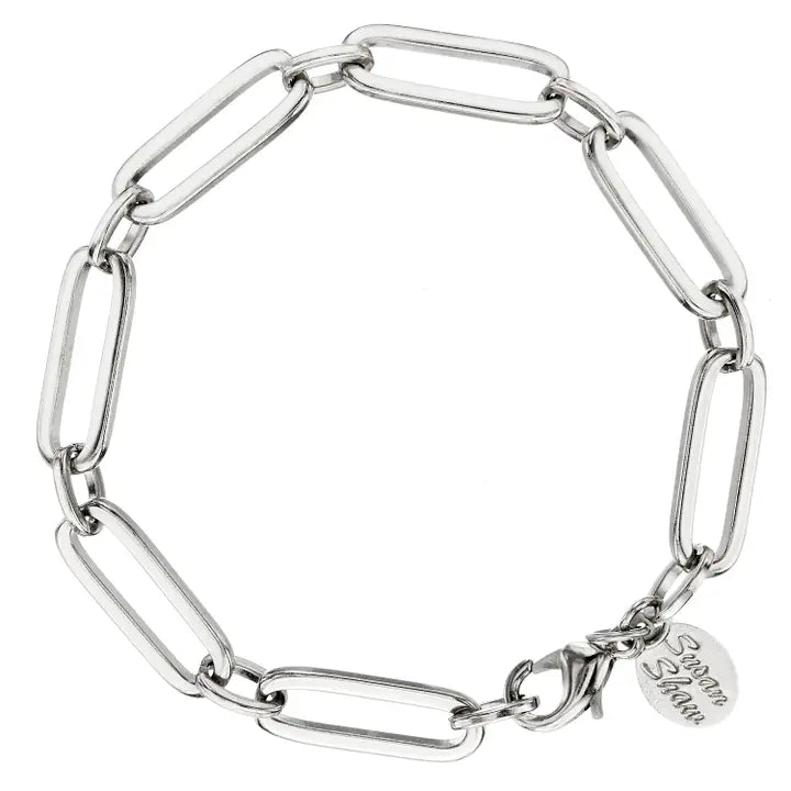 Silver Mixed Link Paperclip Bracelet