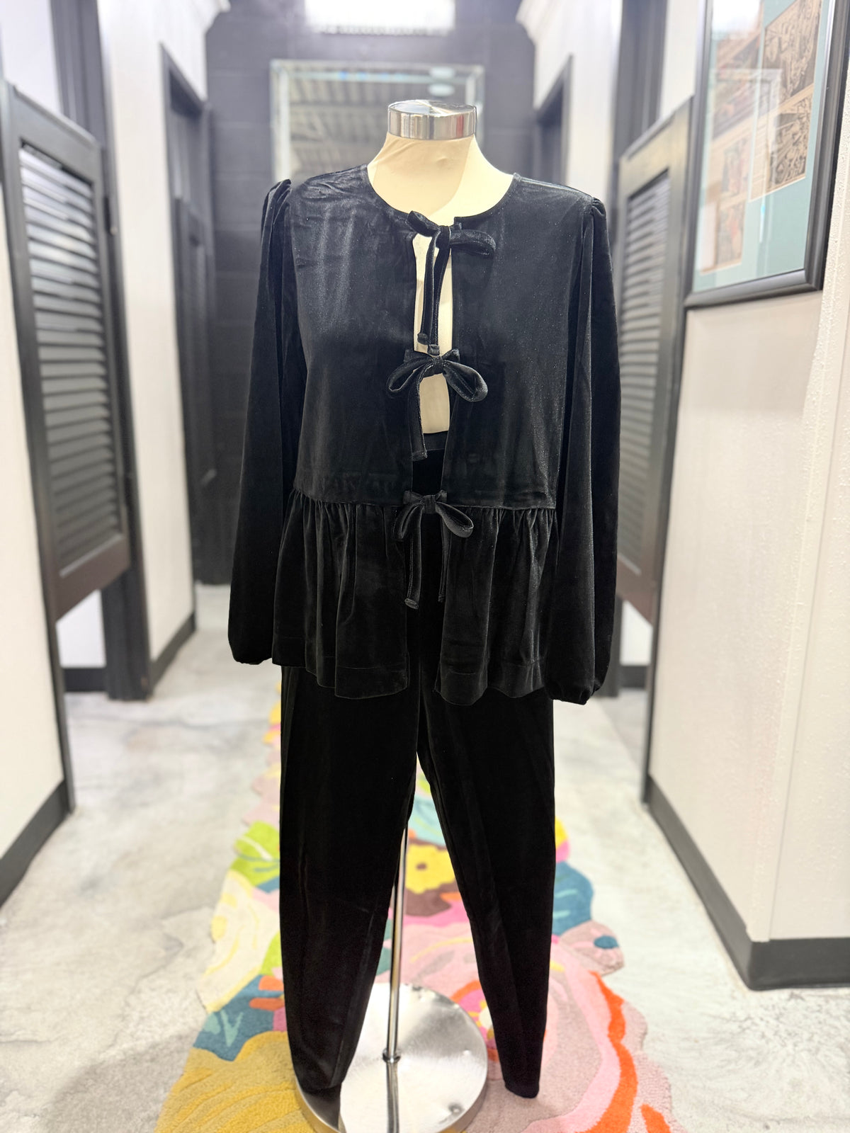 Black Velvet Pull On Pants