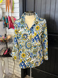Blue/Yellow Multiprint Top