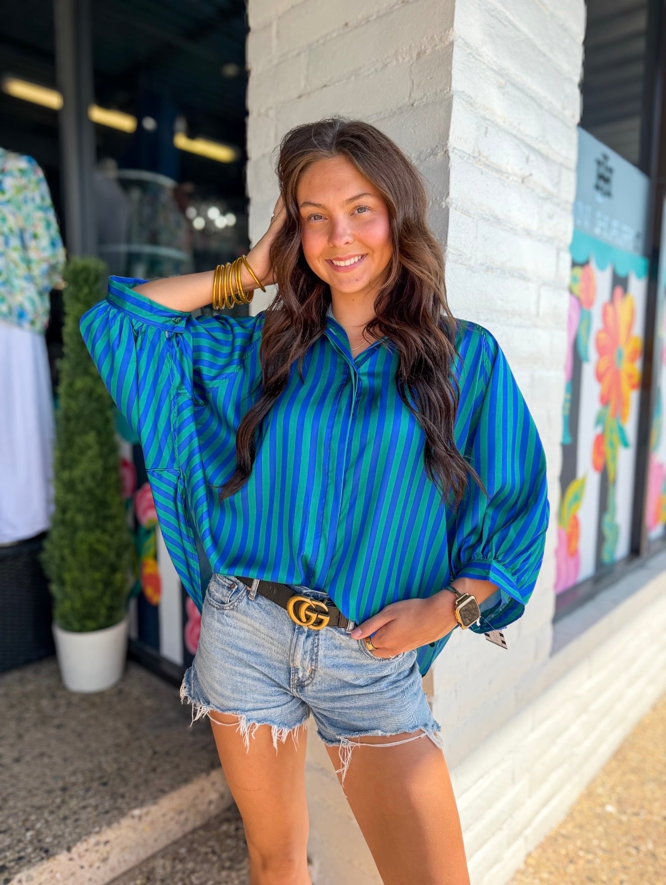 Striped Oversized Dolman Sleeve Top