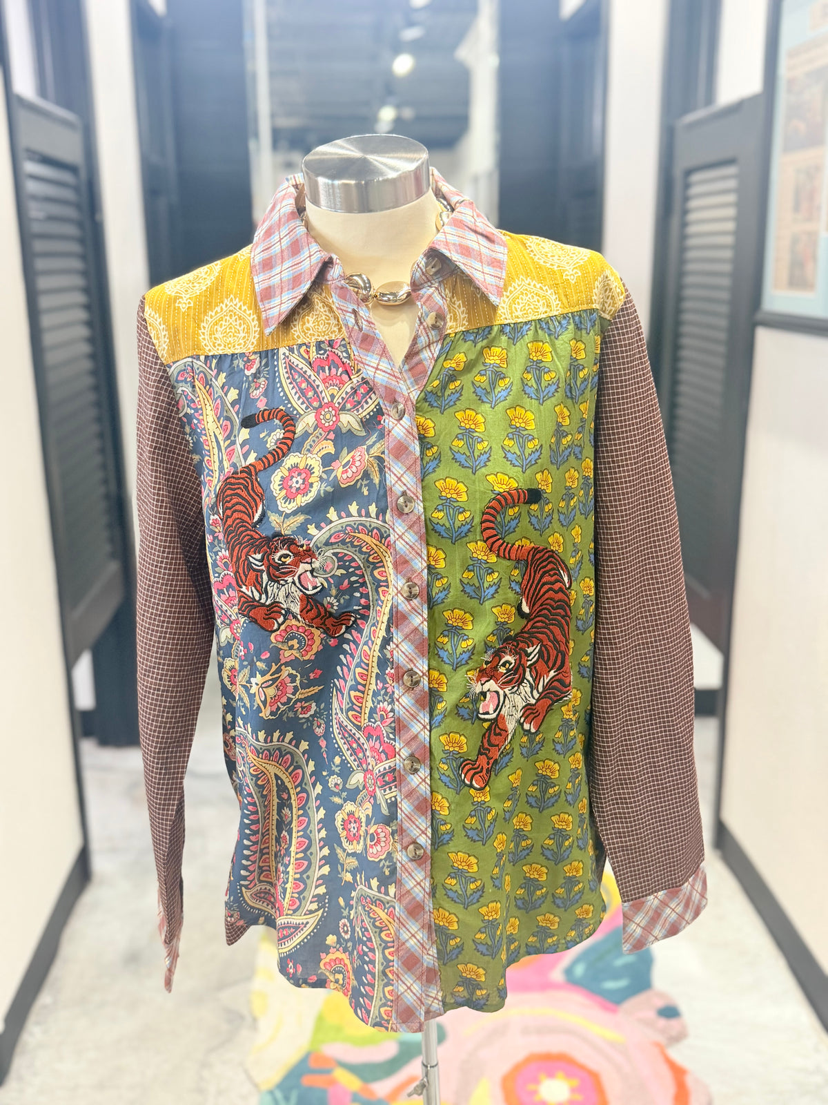 Tiger Embroidered Patch Top